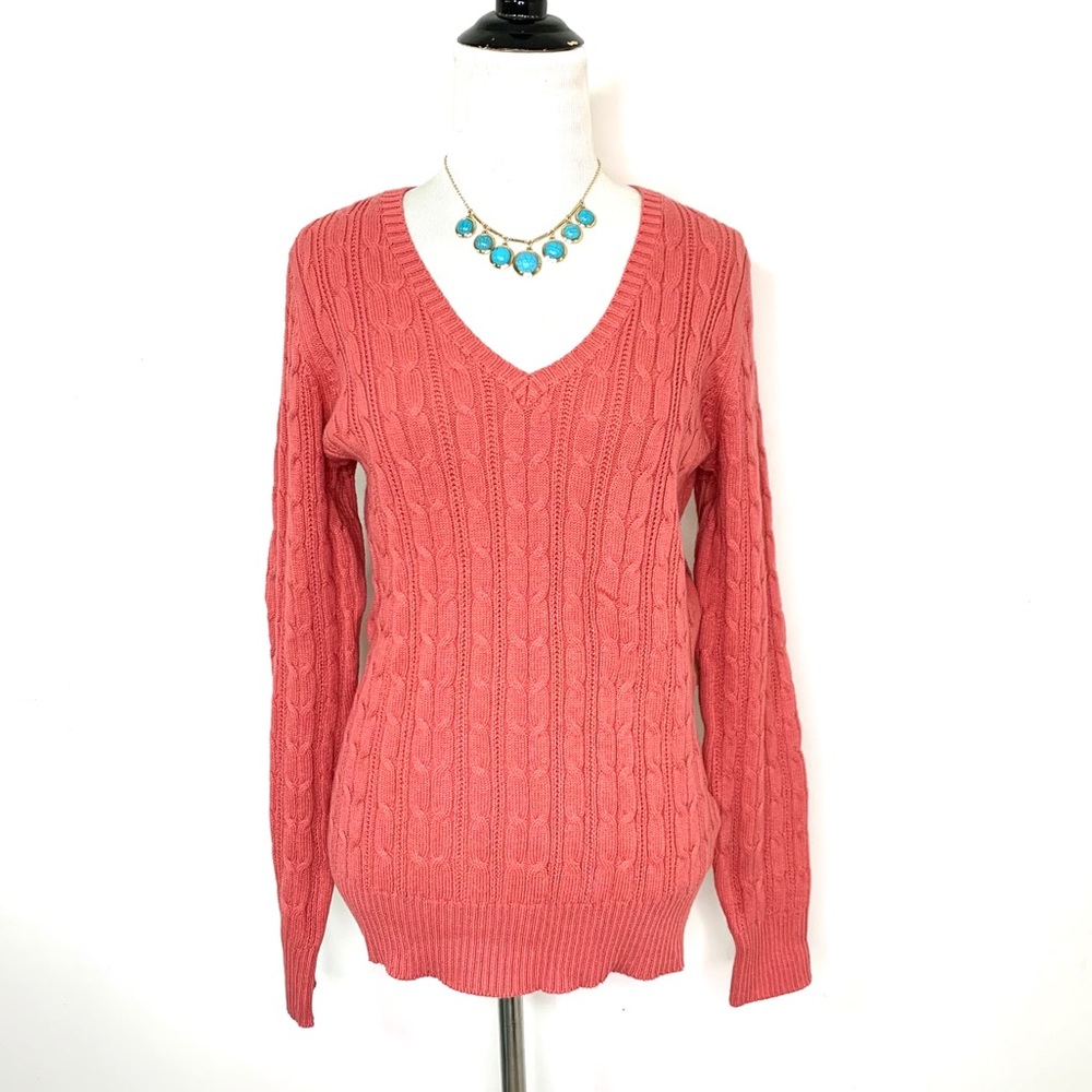 St. John’s Bay Cable Knit L/S V-Neck Sweater